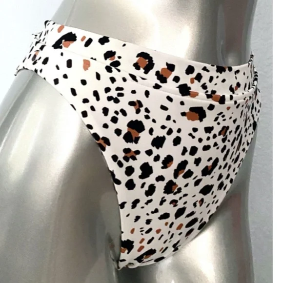 Victorias Secret New White Cheetah High Leg High Waist Sexy Bikini Bottom - Picture 4 of 5